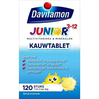 Trekpleister Davitamon Junior 3-12 Banaan Kauwtabletten aanbieding