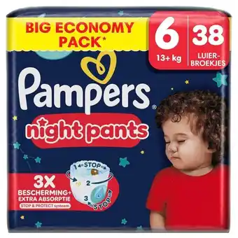 Trekpleister Pampers Night Pants Maat 6 Luierbroekjes aanbieding