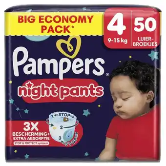 Trekpleister Pampers Night Pants Maat 4 Luierbroekjes aanbieding