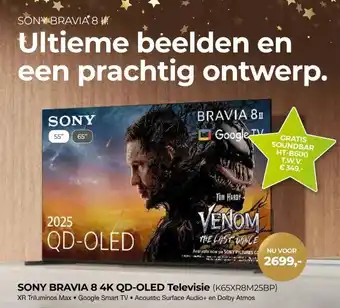 EP Beerepoot SONY BRAVIA 8 4K QD-OLED Televisie (K65XR8M25BP) aanbieding