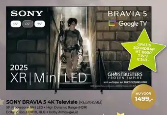 EP Beerepoot SONY BRAVIA 5 4K Televisie (K65XR59B) aanbieding
