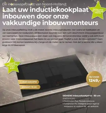 EP Beerepoot SIEMENS Inbouwkookplaat - 80 cm (EX875HYCIM) aanbieding