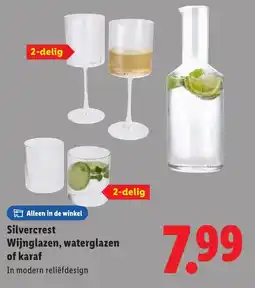 Lidl Silvercrest Wijnglazen, waterglazen of karaf aanbieding
