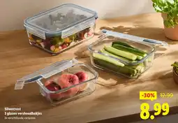 Lidl Silvercrest 3 glazen vershoudbakjes aanbieding