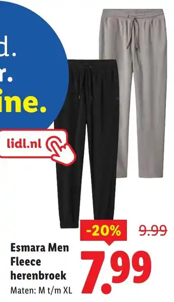 Lidl Esmara Men Fleece herenbroek aanbieding