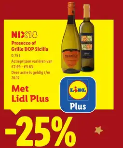Lidl Prosecco of Grillo DOP Sicilia aanbieding