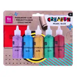 Top1Toys Creafun lijm parelmoer 5 x 25 ml 2 assorti aanbieding