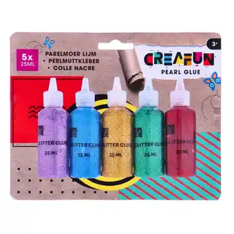 Top1Toys Creafun lijm parelmoer 5 x 25 ml 2 assorti aanbieding