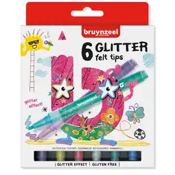 Top1Toys Glitter Viltstiften Bruynzeel 6 Stuks aanbieding