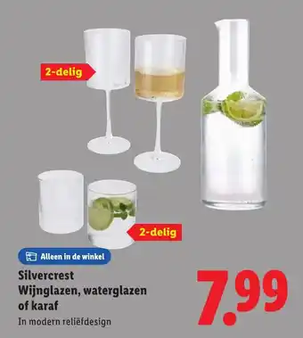Lidl Silvercrest Wijnglazen, waterglazen of karaf aanbieding
