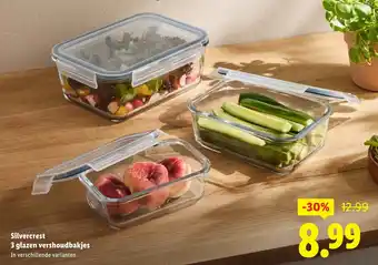 Lidl Silvercrest 3 glazen vershoudbakjes aanbieding