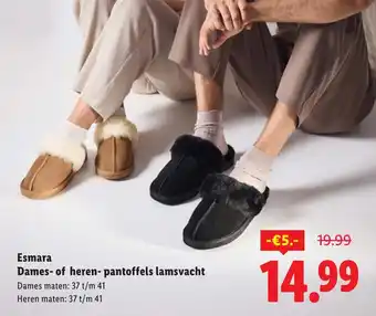 Lidl Esmara Dames of heren pantoffels lamsvacht aanbieding