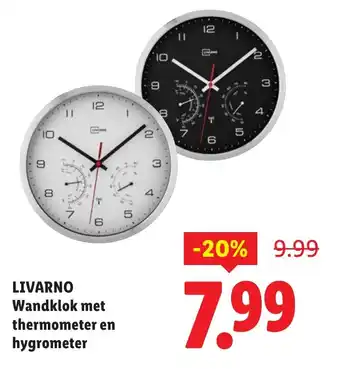 Lidl LIVARNO Wandklok met thermometer en hygrometer aanbieding