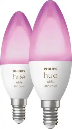 Coolblue Philips Hue Kaarslamp White and Color E14 Duo pack aanbieding