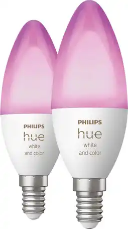 Coolblue Philips Hue Kaarslamp White and Color E14 Duo pack aanbieding