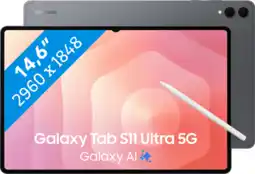Coolblue Samsung Galaxy Tab S11 Ultra 14,6 inch 256GB Wifi + 5G Grijs aanbieding