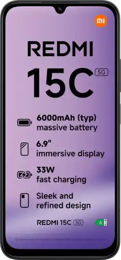 Coolblue Redmi 15C 128GB Zwart 5G aanbieding