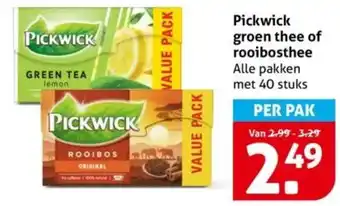 Hoogvliet Pickwick groen thee of rooibosthee aanbieding