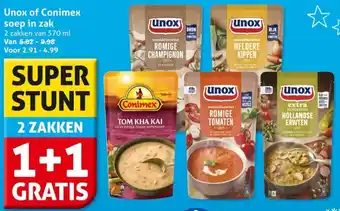 Hoogvliet Unox of Conimex soep in zak aanbieding