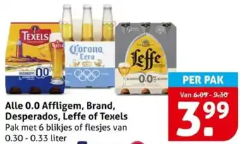 Hoogvliet Alle 0.0 Affligem, Brand, Desperados, Leffe of Texels aanbieding