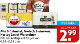 Hoogvliet Alle 0.0 Amstel, Grolsch, Heineken, Hertog Jan of Warsteiner aanbieding