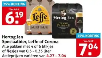 Hoogvliet Hertog Jan Speciaalbier, Leffe of Corona aanbieding
