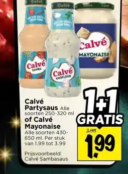 Vomar Voordeelmarkt Calvé Partysaus of Calvé Mayonaise aanbieding