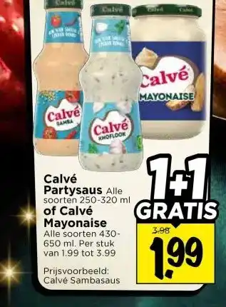 Vomar Voordeelmarkt Calvé Partysaus of Calvé Mayonaise aanbieding