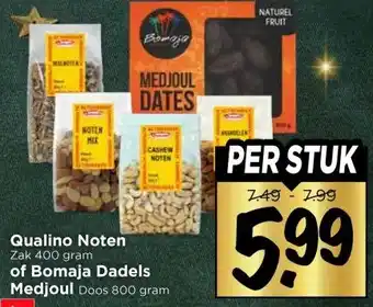 Vomar Voordeelmarkt Qualino Noten of Bomaja Dadels Medjoul aanbieding