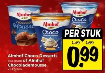 Vomar Voordeelmarkt Almhof Choco Desserts of Almhof Chocolademousse aanbieding