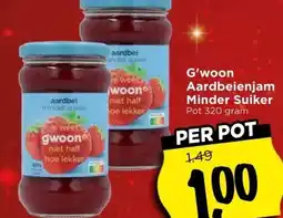 Vomar Voordeelmarkt G'woon Aardbeienjam Minder Suiker aanbieding