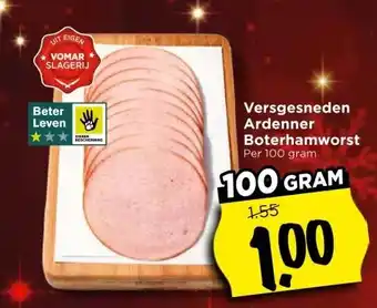 Vomar Voordeelmarkt Versgesneden Ardenner Boterhamworst aanbieding