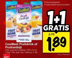 Vomar Voordeelmarkt CoolBest Fruitdrink of Fruitontbijt aanbieding