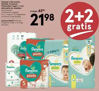 Etos Pampers Harmonie, Hybrid, Premium Protection maat 1, 2 en alle pants en doekjes aanbieding