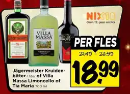 Vomar Voordeelmarkt Jägermeister Kruiden- bitter of Villa Massa Limoncello of Tia Maria aanbieding