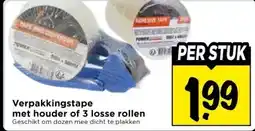 Vomar Voordeelmarkt Verpakkingstape met houder of 3 losse rollen aanbieding