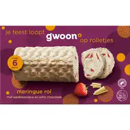 Dekamarkt G'woon Meringuerol aardbei witte chocolade aanbieding