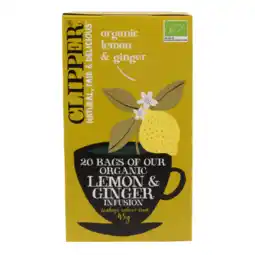 Dekamarkt Clipper Vruchtenthee organic Ginger&Lemon kop 20 zakjes aanbieding