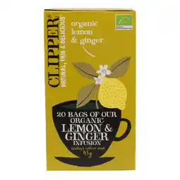 Dekamarkt Clipper Vruchtenthee organic Ginger&Lemon kop 20 zakjes aanbieding