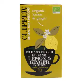 Dekamarkt Clipper Vruchtenthee organic Ginger&Lemon kop 20 zakjes aanbieding