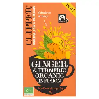 Dekamarkt Clipper Ginger turmeric kop 20 zakjes aanbieding