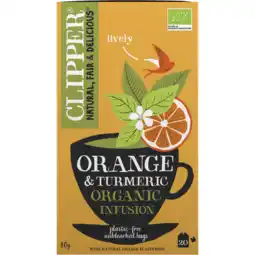 Dekamarkt Clipper Kruidenthee orange-turmeric kop 20 zakjes aanbieding