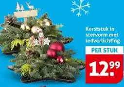 Hoogvliet Kerststuk in stervorm met ledverlichting aanbieding