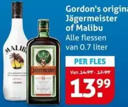 Hoogvliet Gordon's original, Jägermeister of Malibu aanbieding