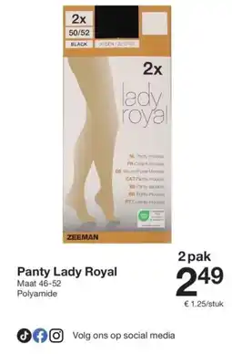 Zeeman Panty Lady Royal aanbieding