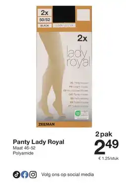 Zeeman Panty Lady Royal aanbieding