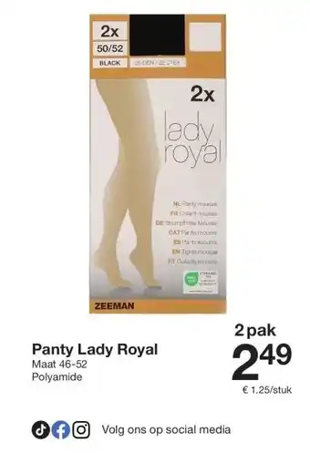 Zeeman Panty Lady Royal aanbieding