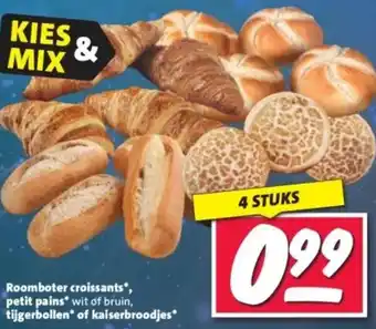 Nettorama Roomboter croissants, petit pains, tijgerbollen of kaiserbroodjes aanbieding