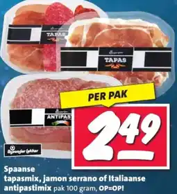 Nettorama Spaanse tapasmix, jamon serrano of Italiaanse antipastimix aanbieding