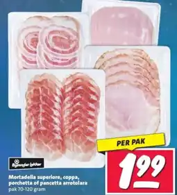 Nettorama Mortadella superiore, coppa, porchetta of pancetta arrotolara aanbieding